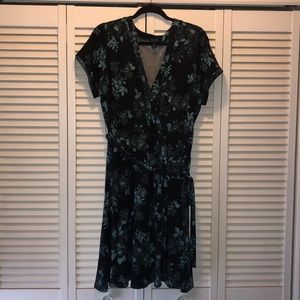 Jersey knit faux wrap dress